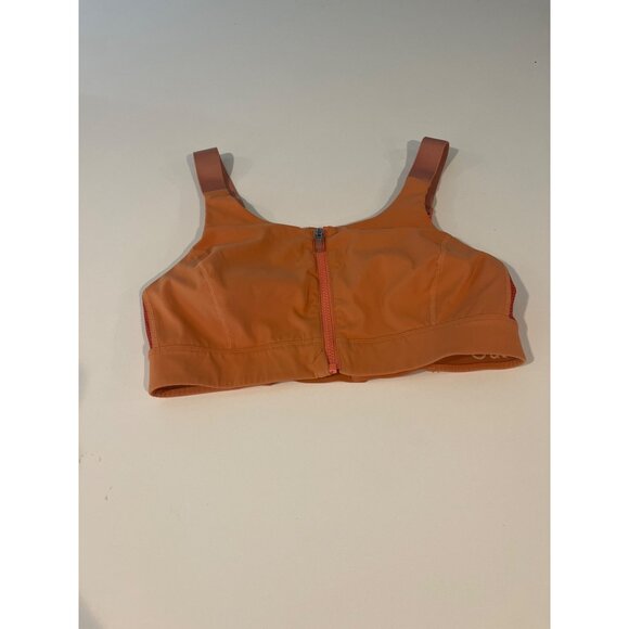 Outdoor Voices Womens Front Zip Sports Bra S Orange Red Nylon/Spandex Padded Adj - Picture 1 of 6